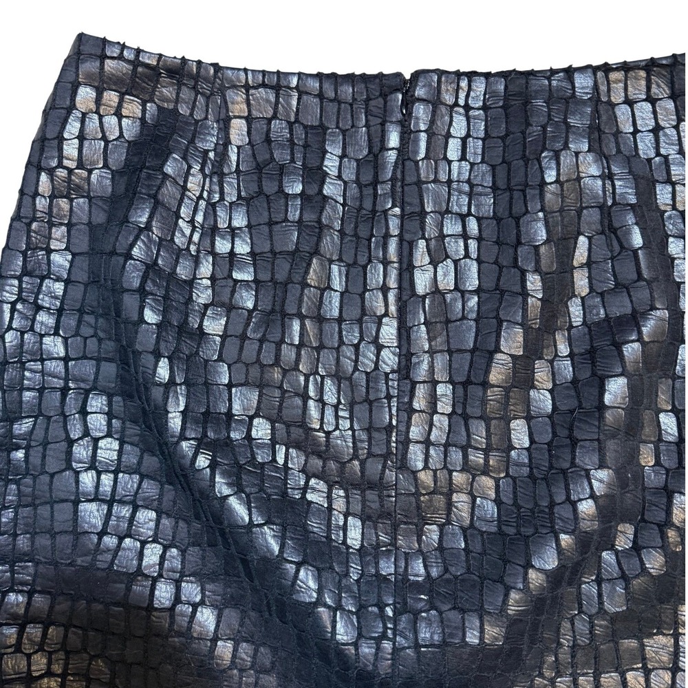 Black Croc Embossed Pencil Skirt Faux Leather Y2K Anne Klein Size 6 Maximalism - Picture 3 of 13